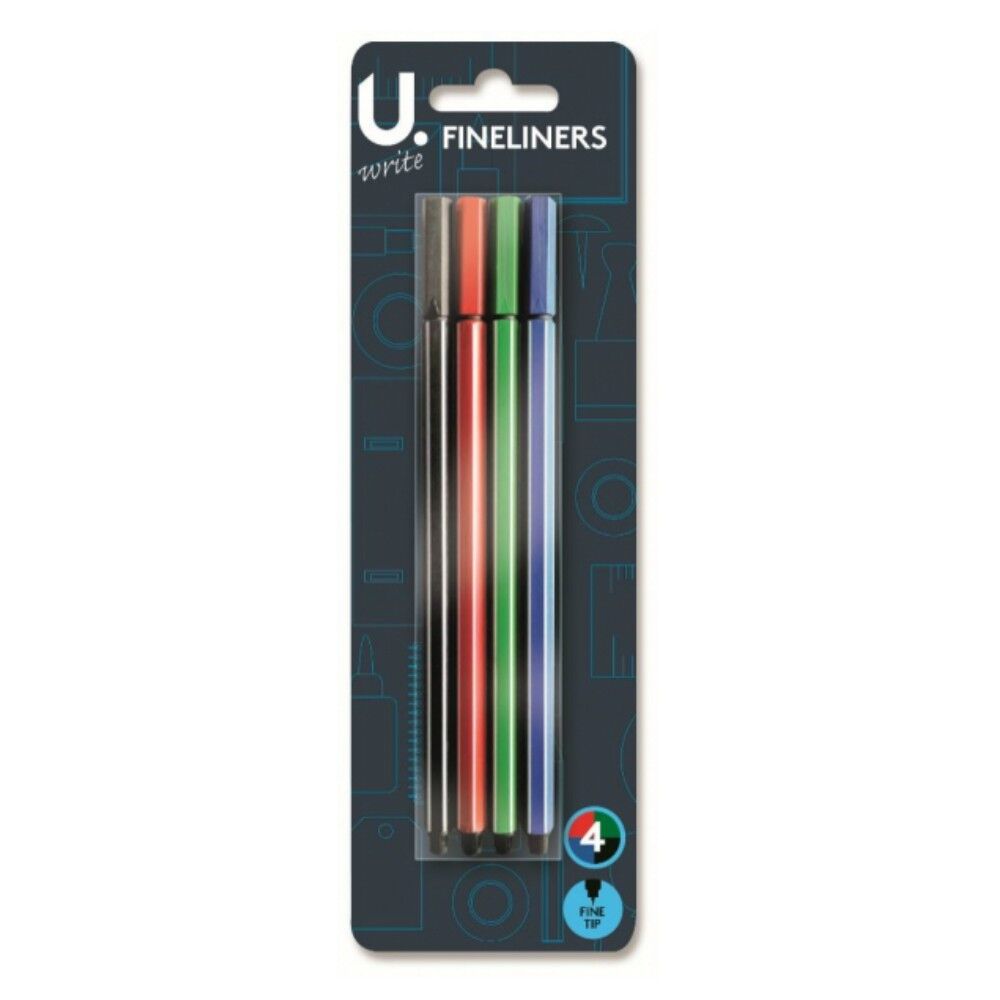 Fineliner Pen Set 4 Ass Colours