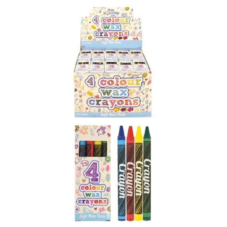 Pack of 4 Mini Wax Crayon 4 Assorted Colours